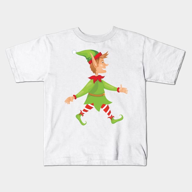 Cute Christmas Elf Kids T-Shirt by SWON Design